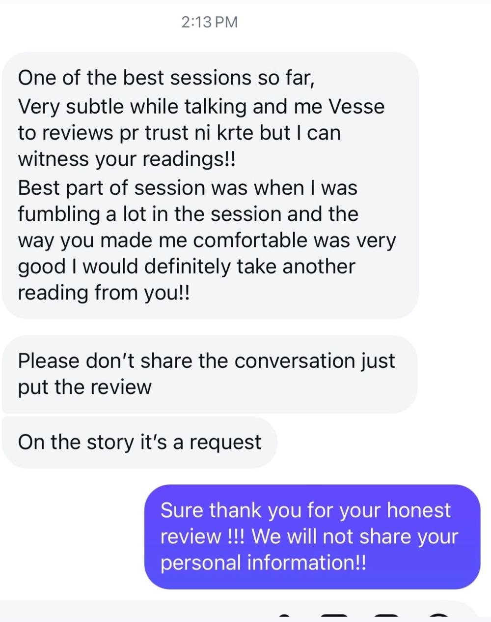 Client message 10 about a reading with Avitosh